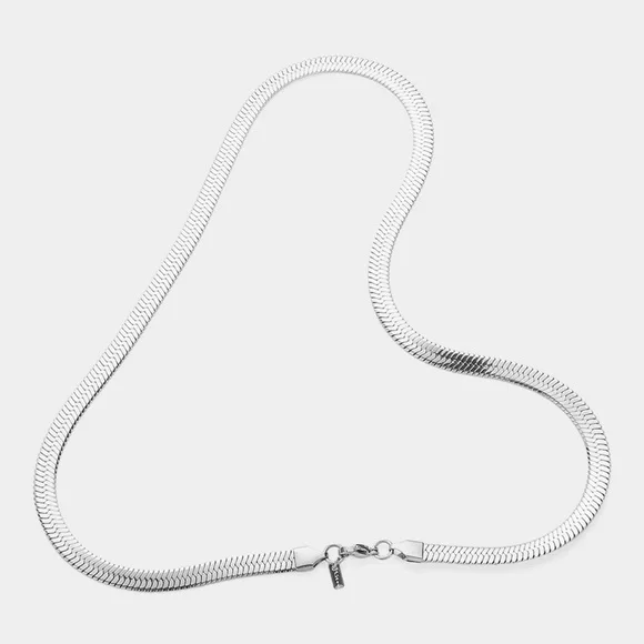 Stainless Steel Herringbone Chain Metal Necklace